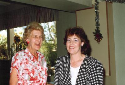 PHOTOGRAPH: SUBIACO UNITING CHURCH LADIES' GUILD CHRISTMAS PARTY 1989, MRS JOAN BARRIE AND GUEST MARIE MARSHALL