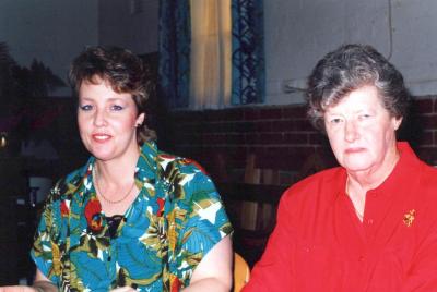 PHOTOGRAPH: SUBIACO UNITING CHURCH LADIES' GUILD CHRISTMAS PARTY 1989, GUEST MRS MARIE MARSHALL AND GUEST MISS JUNE SCOTT