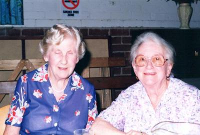 PHOTOGRAPH: SUBIACO UNITING CHURCH LADIES' GUILD CHRISTMAS PARTY 1989, GUEST MISS JEAN MACKEY AND TREASURER MRS LILIAN PARBUTT