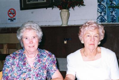 PHOTOGRAPH: SUBIACO UNITING CHURCH LADIES' GUILD CHRISTMAS PARTY 1989, MRS MARGARET PEARCE (GUEST - YORKSHIRE) AND MRS THELMA COBB