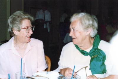 PHOTOGRAPH: SUBIACO UNITING CHURCH LADIES' GUILD CHRISTMAS PARTY 1989, MRS RENE LAMB AND PRESIDENT MRS MOLLIE SMITH