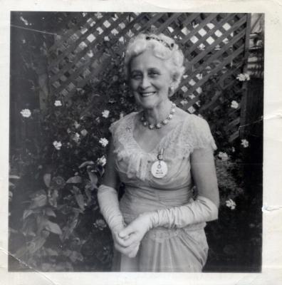 PHOTOGRAPH: GWENDOLEN MUSTON IN BALL DRESS 1950S, VICTORIA LEAGUE