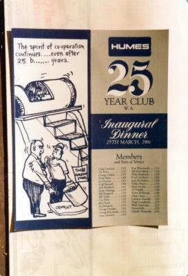 PHOTOGRAPH: HUMES 25 YEAR CLUB BOOK