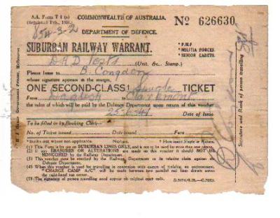 TICKET: SUBURBAN RAILWAY WARRANT