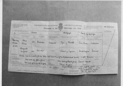 PHOTOGRAPH (DIGITAL): MARRIAGE CERTIFICATE, JONES FAMILY COLLECTION