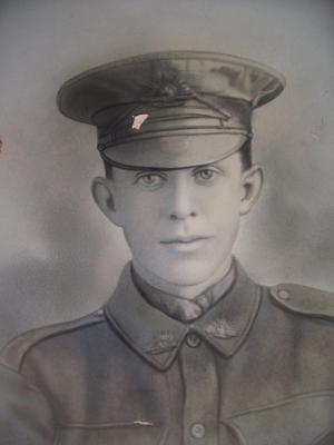 PHOTOGRAPH (DIGITAL): PORTRAITS OF PRIVATE JOHN PATRICK CULLEN AND HIS GRAVE STONE