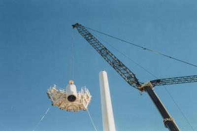 PHOTOGRAPH: COLOURED PHOTO OF THE INSTALLATION OF LIGHTS AT SUBIACO OVAL