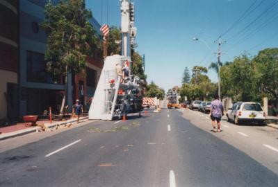 PHOTOGRAPH: COLOURED PHOTO OF THE INSTALLATION OF LIGHTS AT SUBIACO OVAL