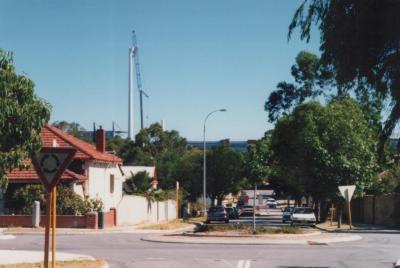 PHOTOGRAPH: COLOURED PHOTO OF THE INSTALLATION OF LIGHTS AT SUBIACO OVAL