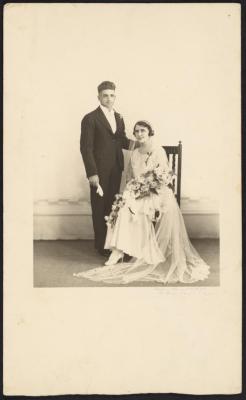 PHOTOGRAPH: WEDDING PHOTOGRAPH MOUNTED, W H (HORACE) BANT AND ETHEL STYLES 17.3.1909