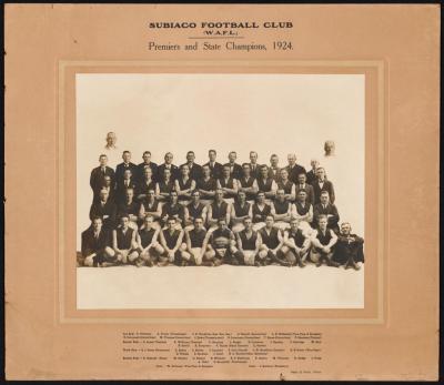 PHOTOGRAPH: SUBIACO FOOTBALL CLUB (W.A.F.L) PREMIERS AND STATE CHAMPIONS, 1924