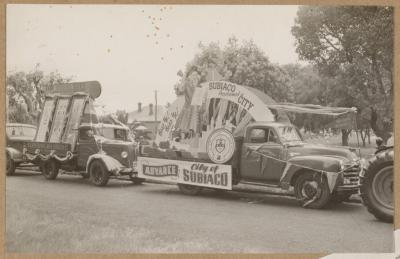 PHOTOGRAPH (DIGITAL): BRISBANE AND WUNDERLICH FLOATS, FROM ALBUM 'CELEBRATIONS ON SUBIACO 1952'