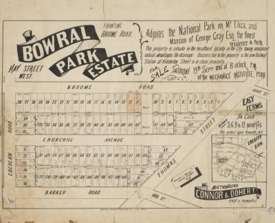 ESTATE PLAN (DIGITAL): BOWRALL PARL ESTATE SUBIACO, 1896