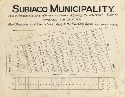 ESTATE PLAN (DIGITAL): SUBIACO MUNICIPALITY, JOLIMONT ESTATE, 1906