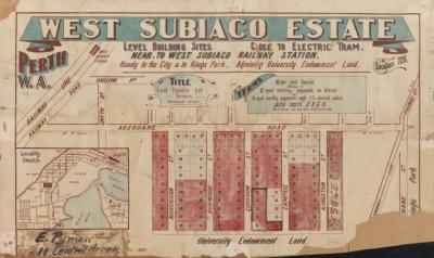 ESTATE PLAN (DIGITAL): WEST SUBIACO ESTATE, PERTH WA, 1916