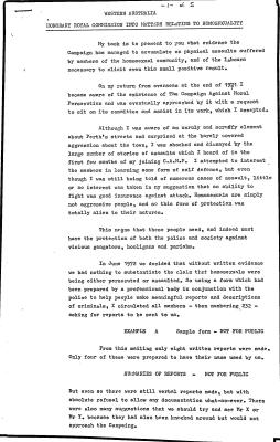 Submissions to the Royal Commission into Matters Relating to Homosexuality