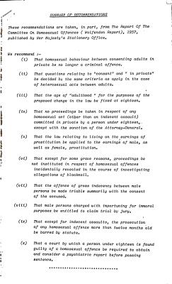 Recommendations of the Wolfendon Report