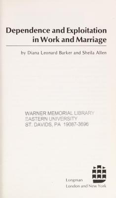 Dependence And Exploitation In Work And Marriage