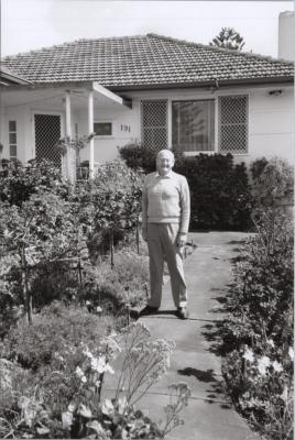 PHOTOGRAPH: GORDON LOW OUTSIDE HIS HOUSE IN WEMBLEY