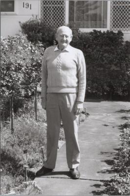 PHOTOGRAPH: GORDON LOW OUTSIDE HIS HOUSE IN WEMBLEY