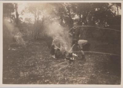 PHOTOGRAPH: CAMPFIRES, SCOUTS BUSH CAMP