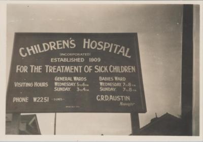 PHOTOGRAPH (COPY): CHILDREN'S HOSPITAL SIGN