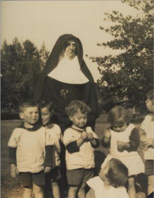 PHOTOGRAPH (COPY): NUN WITH CHILDREN, ST. JOSEPH'S ORPHANAGE