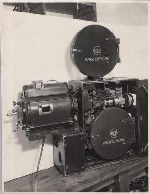 PHOTOGRAPH: RCA PROJECTOR IN REGAL THEATRE PROJECTION ROOM, PADDY BAKER