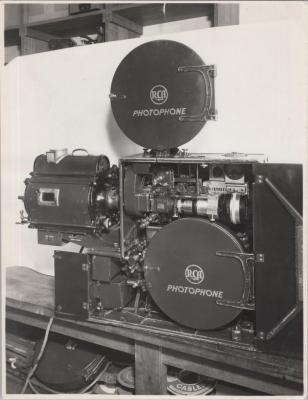 PHOTOGRAPH: RCA PROJECTOR IN REGAL THEATRE PROJECTION ROOM, PADDY BAKER