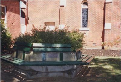 PHOTOGRAPH: PUBLIC SEATING IN SUBIACO UNITING CHURCH GARDEN, MADE BY HUMES CONCRETE, 1999