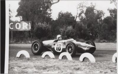 PHOTOGRAPH (COPY): DON HALL IN LOTUS RACING CAR