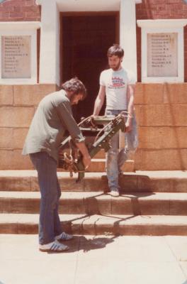 PHOTOGRAPH (DIGITAL): FALLEN SOLDIERS MEMORAL CLOCK TOWER, DISMANTLING CLOCK FOR REPAIRS, 1983