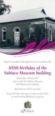 INVITATION: MUSEUM CENTENARY INVITE MAY 2011