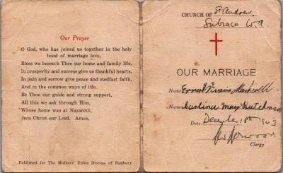 CERTIFICATE (DIGITAL COPY): WEDDING CERTIFICATE, ST. ANDREW'S CHURCH, 1943