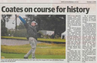 MGGC MEMBER TONY COATES – NEWSPAPER ARTICLE