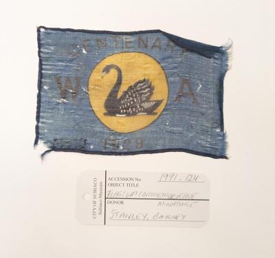 FLAG: MINIATURE, WESTERN AUSTRALIA CENTENARY, BLACK SWAN