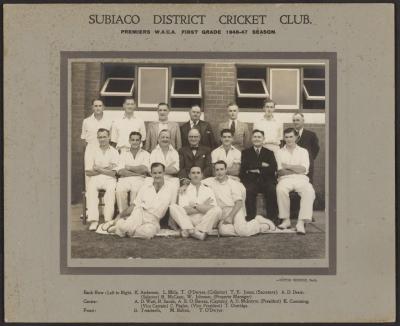 PHOTOGRAPH: SUBIACO DISTRICT CRICKET CLUB, PREMIERS W.A.C.A. 1ST GRADE 1946-47