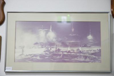 Print of USS Houston at battle of Sunda Strait