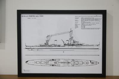 B&W print of HMAS Perth (I)