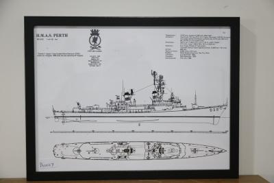 B&W print of HMAS Perth (II)