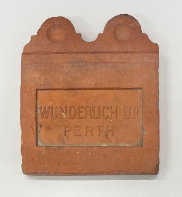 TILE: 'WUNDERLICH LTD PERTH' TERRACOTTA GARDEN EDGING TILE