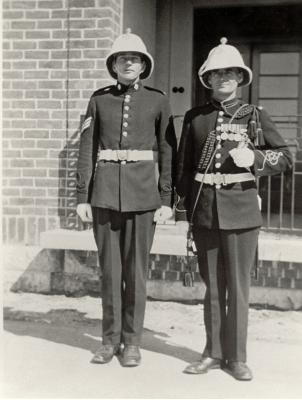 Inter war, Western Australia, Rottnest Island. Kingstown Barracks Sergeant OAKES, Royal Australian Army medical Corps and Gunner F HURST, 6 Heavy Battery, Royal Australian Artillery