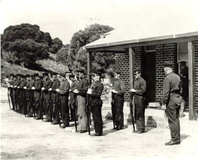 Inter war, Western Australia, Rottnest Island, Kingstown Barracks, Funeral Guard from 5 Fortress Company, Royal Australian Engineers for Lieutentant William James LAKE