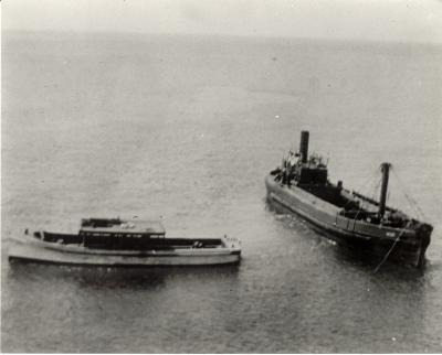 Inter War, Western Australia, Rottnest Island. Army Jetty. Barge "Angus", 1936