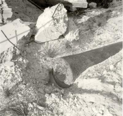 Post 1945, Western Australia, Fremantle Fortress, Bickley Battery, Buried 6 inch barrel before recovery