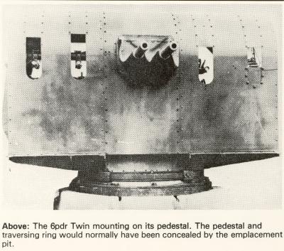 Western Australia, Fortress Fremantle. South Mole. Twin 6 pounder gun on pedestal mount. 1942