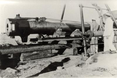 Inter War, Western Australia, Rottnest Island, Swanbourne Battery. Installation. Skidding sleigh, 1936