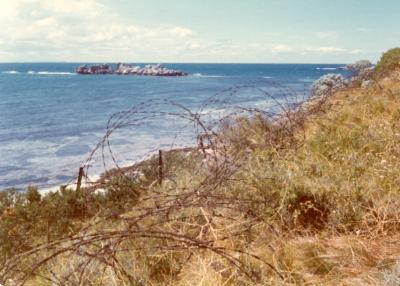 Post 1945, Western Australia, Rottnest Island, Bickley Battery. Barbed wire 1974