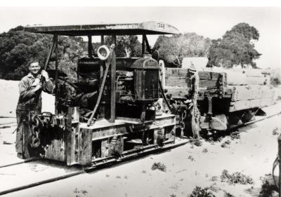 Inter War, Western Australia, Rottnest Island, Military Railroad, Military Railroad, Crab engine, Driver Curly MASTERS