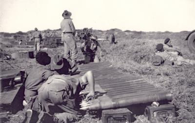 Post 1945, Western Australia, Fortress Fremantle, Point Perron, Preparing ammunition for 3.7 inch heavy antiaircraft gun practice